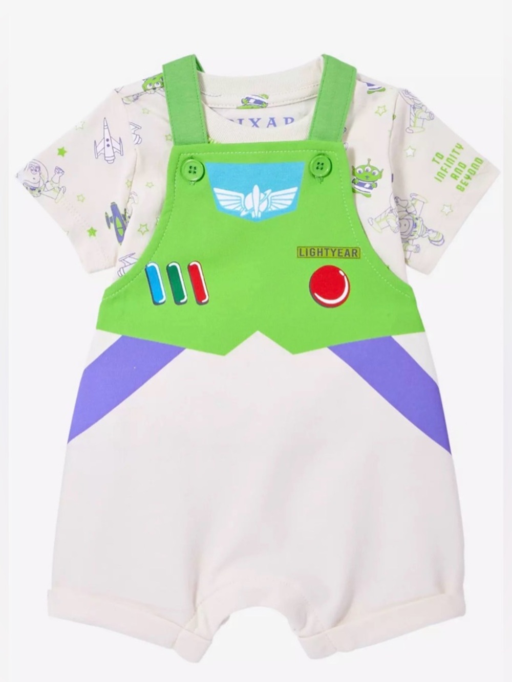 Buzz Lightyear Green & White Infant One-Piece Footie